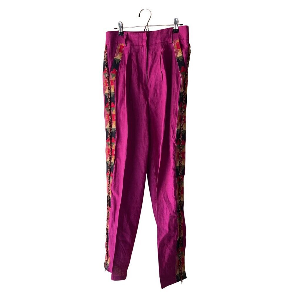Anthropologie Farm Rio Womens Pants Size Small Pink Carrot Boho Beaded New